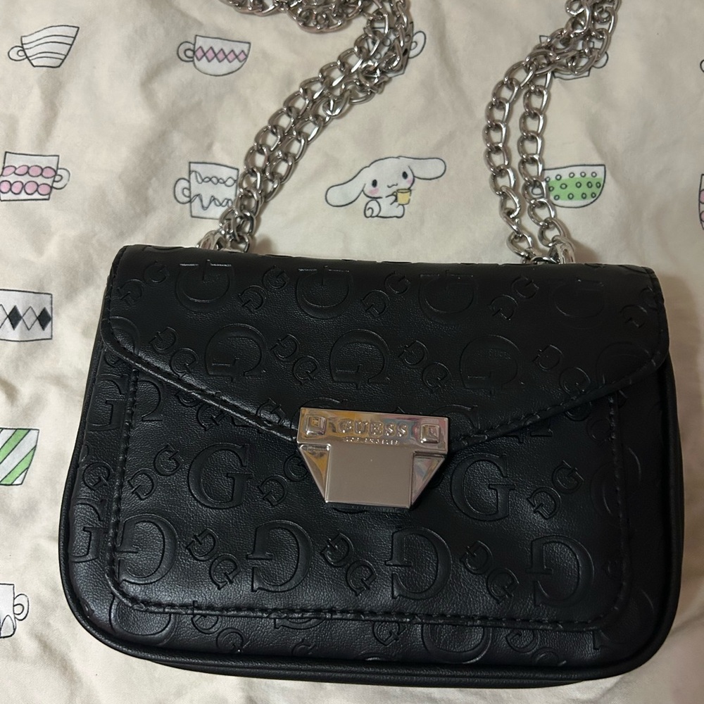 Guess Black Crossbody Bag with Chain Strap
